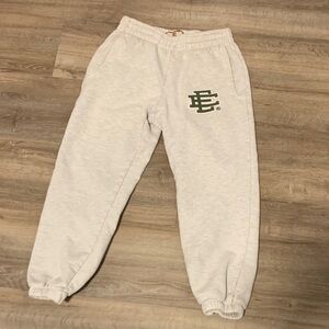 Eric Emanuel Cream Joggers with Green Emblem